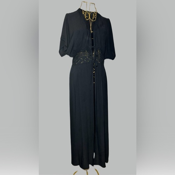NEW Boho Black Lace Beach Dress Coverup with Flutter Sleeves & 2-Tie Front, OS - Picture 11 of 16
